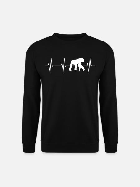 Chimpanzee Heartbeat Tee - Unisex Pullover - Schwarz