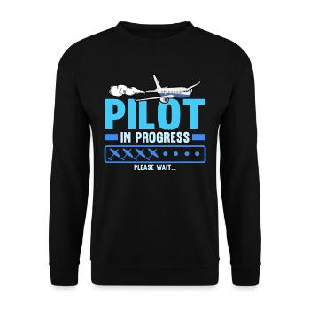 Pilot Flugzeug Luftfahrt Fliegen Beruf Lustig - Unisex Pullover - Schwarz - Vorne - Alina (178cm) & Michal (187cm)