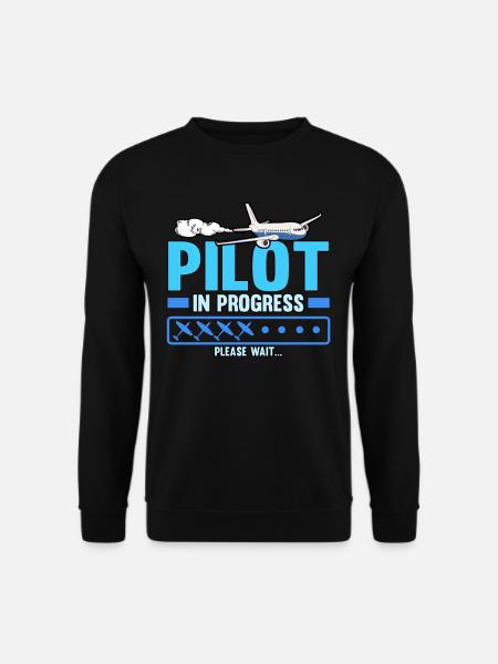 Pilot Flugzeug Luftfahrt Fliegen Beruf Lustig - Unisex Pullover - Schwarz