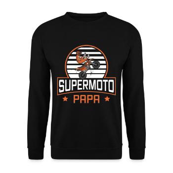 Supermoto Motorrad Design für einen Enduro Fahrer - Unisex Pullover - Schwarz - Vorne - Alina (178cm) & Michal (187cm)