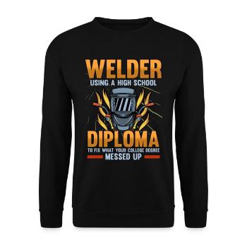 Welder Welder Welding Expert Funny Profession - Unisex Sweatshirt - black - Front - Alina (178cm) & Michal (187cm)