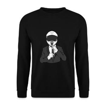 Motorrad Buisness Tie Motorradfahrer - Unisex Pullover - Schwarz - Vorne - Alina (178cm) & Michal (187cm)