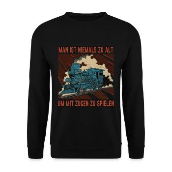 Zugfahrer Züge Bahnfahrer Bremser Beruf Lokomotive - Unisex Pullover - Schwarz - Vorne - Alina (178cm) & Michal (187cm)