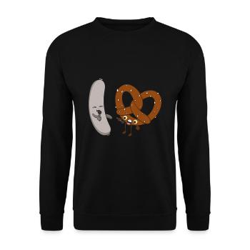 Brezel und Weißwurst Social Media Duett Fan - Unisex Pullover - Schwarz - Vorne - Alina (178cm) & Michal (187cm)