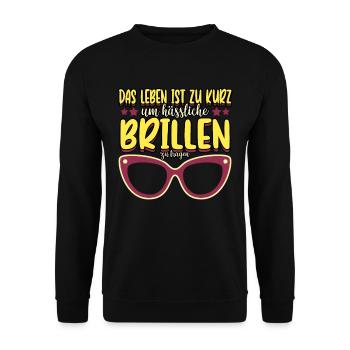 Optiker Augen Sehhilfe Brille Beruf Lustig - Unisex Pullover - Schwarz - Vorne - Alina (178cm) & Michal (187cm)