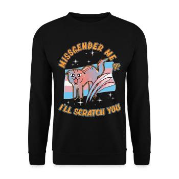 Transgender Genderqueer Trans Katze Katzenfreund - Unisex Pullover - Schwarz - Vorne - Alina (178cm) & Michal (187cm)