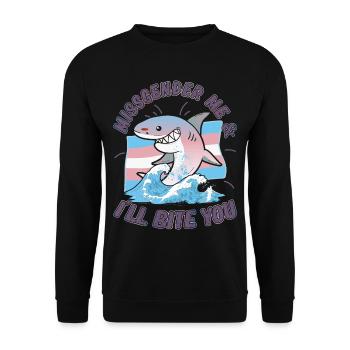 Transgender Genderqueer Hai Haifisch - Unisex Pullover - Schwarz - Vorne - Alina (178cm) & Michal (187cm)