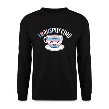 Transgender Cappuccino Trans Flagge Kaffee - Unisex Pullover - Schwarz - Vorne - Alina (178cm) & Michal (187cm)