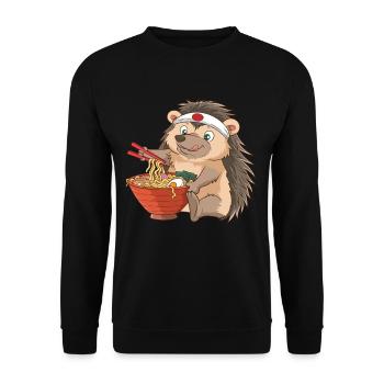 Ramen Igel Japan Essen Nudelsuppe Süß Geschenk - Unisex Pullover - Schwarz - Vorne - Alina (178cm) & Michal (187cm)