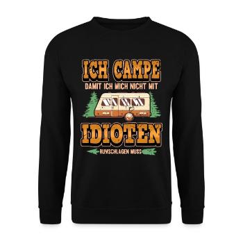 Lustig Wohnwagen Camper Campen Spruch Geschenk - Unisex Pullover - Schwarz - Vorne - Alina (178cm) & Michal (187cm)