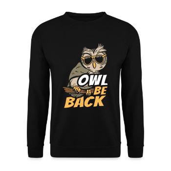 Eule mit Sonnenbrille - Unisex Pullover - Schwarz - Vorne - Alina (178cm) & Michal (187cm)