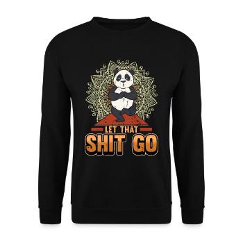 Yoga Meditation Namaste Panda Spruch Geschenk - Unisex Pullover - Schwarz - Vorne - Alina (178cm) & Michal (187cm)