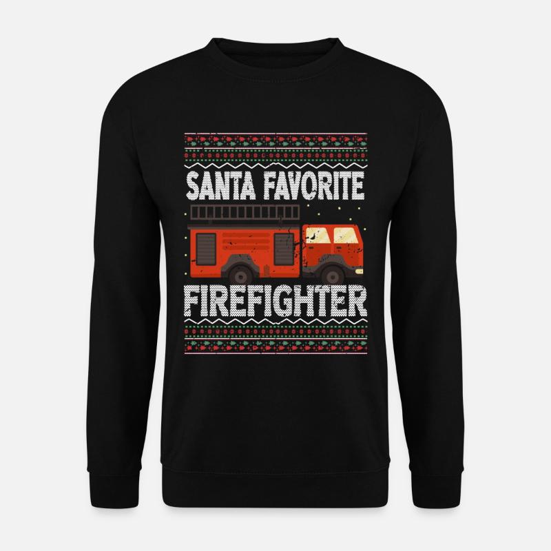 Ugly Christmas Feuerwehr Weihnachtssprüche Lustig - Unisex Pullover - Schwarz