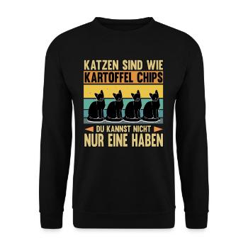 Katze Kätzchen Lustige Sprüche Haustier Geschenk - Unisex Pullover - Schwarz - Vorne - Alina (178cm) & Michal (187cm)
