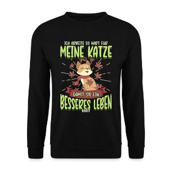 Katze Kätzchen Lustige Sprüche Haustier Geschenk - Unisex Pullover - Schwarz - Vorne - Alina (178cm) & Michal (187cm)