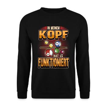 Lustig Billard Queue Billardkugel Spruch Geschenk - Unisex Pullover - Schwarz - Vorne - Alina (178cm) & Michal (187cm)
