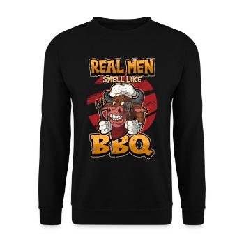 Grill Grillfleisch BBQ Spruch Lustig Geschenk - Unisex Pullover - Schwarz - Vorne - Alina (178cm) & Michal (187cm)
