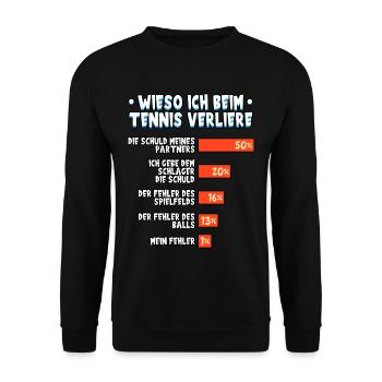 Tennis Sort Hobby Tennisschläger Spruch Lustig - Unisex Pullover - Schwarz - Vorne - Alina (178cm) & Michal (187cm)