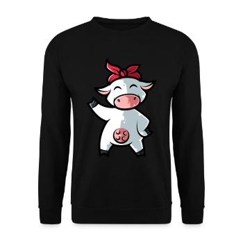 Kuh Bandana Design pour producteur de lait paysanne - Sweat-shirt Unisexe - noir - Devant - Alina (178cm) & Michal (187cm)