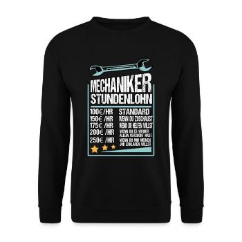 KFZ Auto Mechaniker Beruf Lustig Spruch Geschenk - Unisex Pullover - Schwarz - Vorne - Alina (178cm) & Michal (187cm)