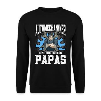 KFZ Auto Mechaniker Beruf Vatertag Spruch Geschenk - Unisex Pullover - Schwarz - Vorne - Alina (178cm) & Michal (187cm)