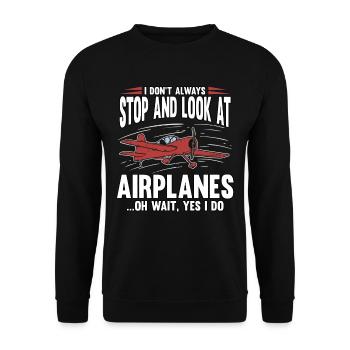 Pilot Airplane Aviation Flying Profession Funny - Unisex Sweatshirt - black - Front - Alina (178cm) & Michal (187cm)