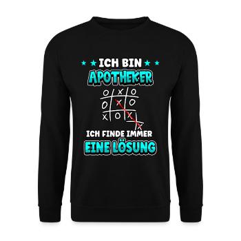 Ich bin Apotheker ich finde immer eine Lösung - Unisex Pullover - Schwarz - Vorne - Alina (178cm) & Michal (187cm)