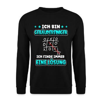 Ich bin Gebäudereiniger ich finde immer - Unisex Pullover - Schwarz - Vorne - Alina (178cm) & Michal (187cm)