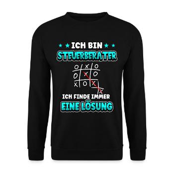 Ich bin Steuerberater ich finde immer eine Lösung - Unisex Pullover - Schwarz - Vorne - Alina (178cm) & Michal (187cm)