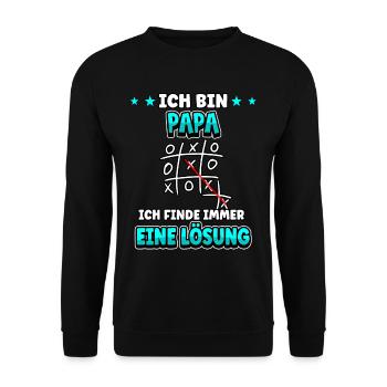 Ich bin Papa ich finde immer eine Lösung - Unisex Pullover - Schwarz - Vorne - Alina (178cm) & Michal (187cm)