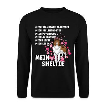 Mein Sheltie Hundehalter Hundeliebhaber - Unisex Pullover - Schwarz - Vorne - Alina (178cm) & Michal (187cm)