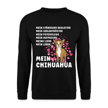 Mein Chihuahua Hundehalter Hundeliebhaber - Unisex Pullover - Schwarz - Vorne - Alina (178cm) & Michal (187cm)