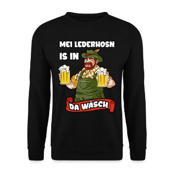 Mei Lederhosn est à da Wäsch Lederhose Tracht - Sweat-shirt Unisexe - noir - Devant - Alina (178cm) & Michal (187cm)