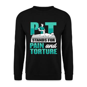 Physiotherapy shirt for physiotherapist - Unisex Sweatshirt - black - Front - Alina (178cm) & Michal (187cm)