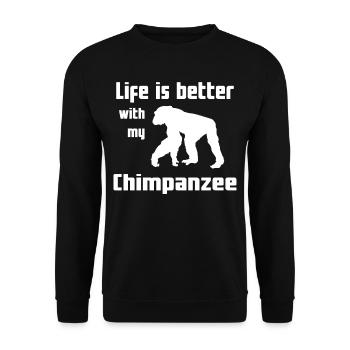Life Is Better With My Chimpanzee - Unisex Pullover - Schwarz - Vorne - Alina (178cm) & Michal (187cm)