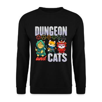 Dungeon and Cats Shirt pour les joueurs de RPG - Sweat-shirt Unisexe - noir - Devant - Alina (178cm) & Michal (187cm)