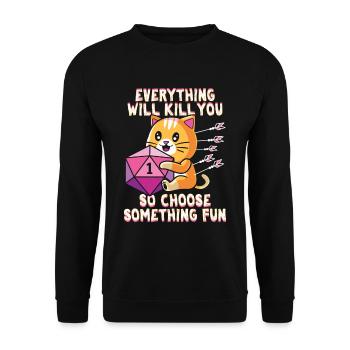 Dungeon RPG Cat Shirt for RPG Gamer - Unisex Sweatshirt - black - Front - Alina (178cm) & Michal (187cm)