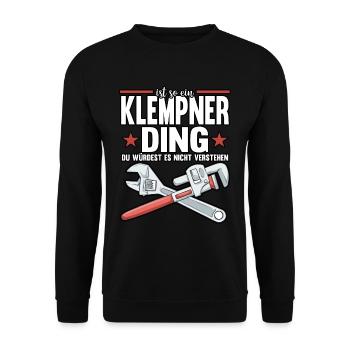 Klempner Sanitär Handwerker Gas Wasser Scheiße - Unisex Pullover - Schwarz - Vorne - Alina (178cm) & Michal (187cm)
