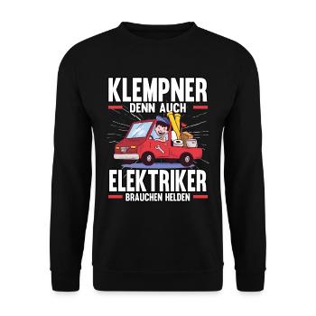 Klempner Sanitär Handwerker Gas Wasser Scheiße - Unisex Pullover - Schwarz - Vorne - Alina (178cm) & Michal (187cm)
