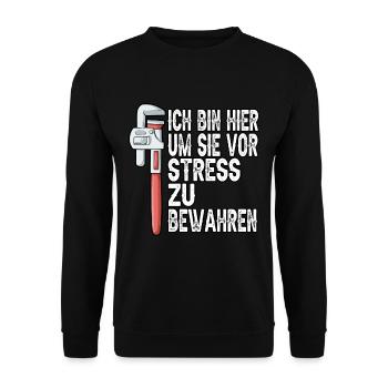Klempner Sanitär Handwerker Gas Wasser Scheiße - Unisex Pullover - Schwarz - Vorne - Alina (178cm) & Michal (187cm)