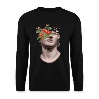 Dark Academia Statue Flower Shirt - Unisex Sweatshirt - black - Front - Alina (178cm) & Michal (187cm)