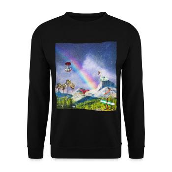 Surf Mountain Collage for surfers and mountain lovers - Unisex Sweatshirt - black - Front - Alina (178cm) & Michal (187cm)