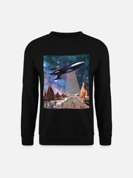 Raumschiff Science Fiction Collage Kunst Shirt - Unisex Pullover - Schwarz