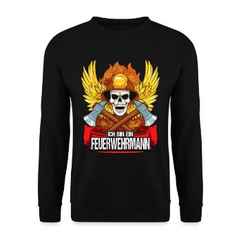 Feuerwehr Feuerwehrmann Brandbekämpfung - Unisex Pullover - Schwarz - Vorne - Alina (178cm) & Michal (187cm)