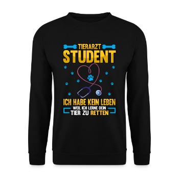 Tierarzt Student ich habe kein Leben Spruch - Unisex Pullover - Schwarz - Vorne - Alina (178cm) & Michal (187cm)