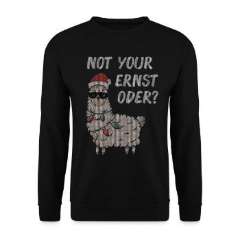 Lama Alpaka Denglisch Not your Ernst - Unisex Pullover - Schwarz - Vorne - Alina (178cm) & Michal (187cm)