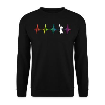 Flamenco Rainbow Heartbeat - Unisex Pullover - Schwarz - Vorne - Alina (178cm) & Michal (187cm)