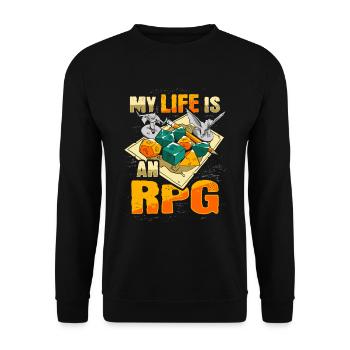My life is an RPG Shirt for RPG Gamer - Unisex Sweatshirt - black - Front - Alina (178cm) & Michal (187cm)