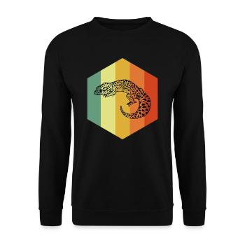 GECKO Retro Gekko Shirt - Unisex Sweatshirt - black - Front - Alina (178cm) & Michal (187cm)