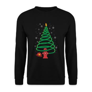 Weihnachtsbaum Shirt für Feuerwehrmann - Unisex Pullover - Schwarz - Vorne - Alina (178cm) & Michal (187cm)